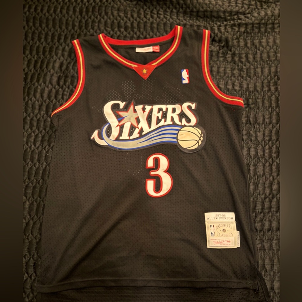 Black Allen Iverson Sixers Basketball Jersey